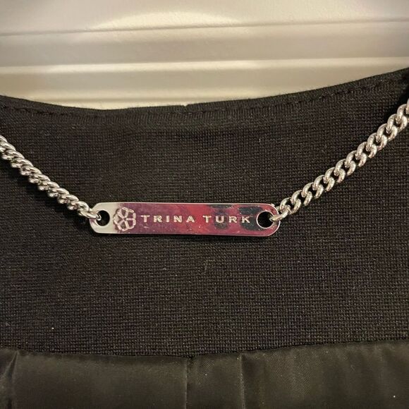 EUC Trina Turk Silver Studded Black Blazer Jacket Sz. 8 - Picture 3 of 7